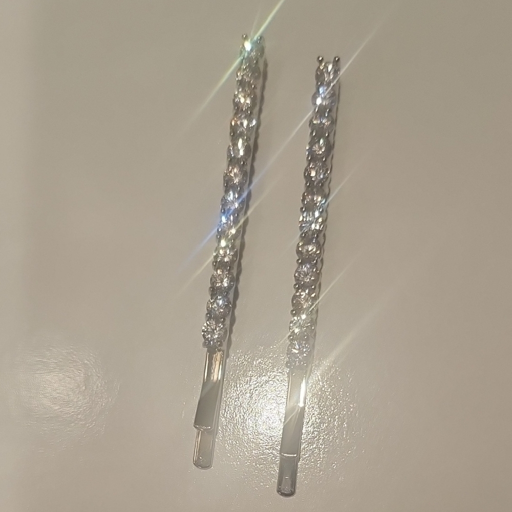 Sparkling Silver Hair Clips Heavy Duty